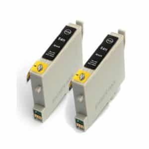 2 Epson Compatible Black Ink Cartridges - TO611 / T0611 / E-611