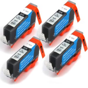 Canon Compatible Black Ink Cartridges - 4 x CLI-521Bk fully chipped and ready to use