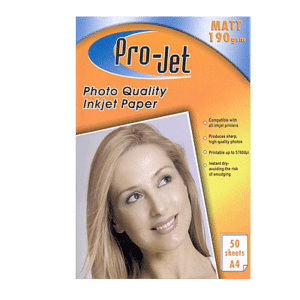 A4 Matt 190gsm Photo Paper x50 Sheets