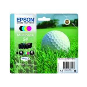 Epson 34 Original Cyan, Magenta, Yellow & Black Ink Cartridges Golf Ball Inks
