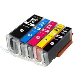 Canon PGI-580XXLBK / CLI-581XXL BK/C/M/Y Compatible Ink Cartridge 5 item Multipack