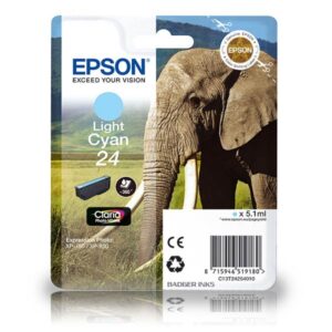 Epson 24 Light Cyan Original Epson Ink Cartridge Elephant Series