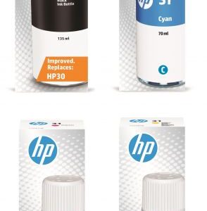 HP32XL Black & HP31 Colour Original Ink Bottles - 4 Item Multipack