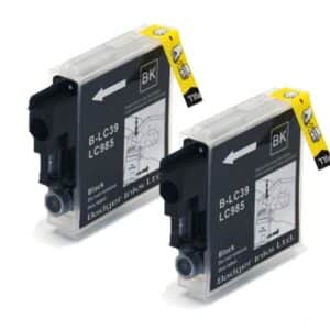 2 Brother Compatible LC985 / LC39 Black Ink Cartridges