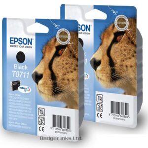 Epson Original Black Ink Cartridge Cheetah Series T0711 x2