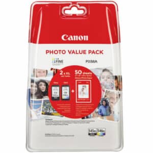 PG545XL / CL546XL Black & Colour Original High Capacity Canon Printer Ink Cartridges with 50 Sheets Paper