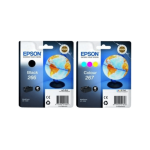 Epson 266 & Epson 267 Original Black & Tri-Colour Ink Cartridges Globe series