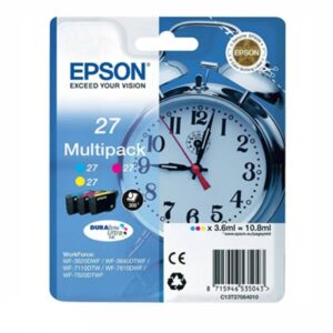 Epson 27 Original Cyan, Magenta & Yellow Ink Cartridges Alarm Clock Series