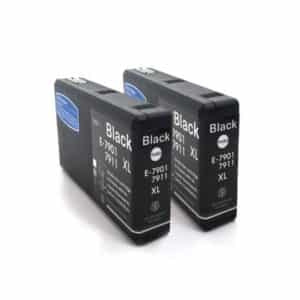 E-T7901 / T7911 x2 Black Compatible Ink Cartridges Tower Of Pisa Series