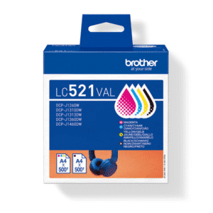 LC521 Black, Cyan, Magenta & Yellow Original Brother Ink Cartridges LC-521VAL